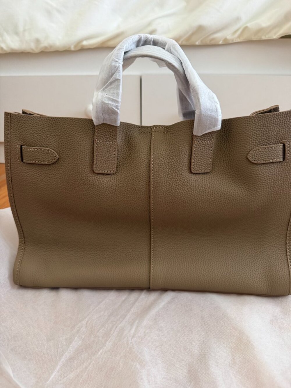 NEW Taupe Structured Tote Bag | Quiet Luxury Work Bag | Minimalist Style - Picture 2 of 8